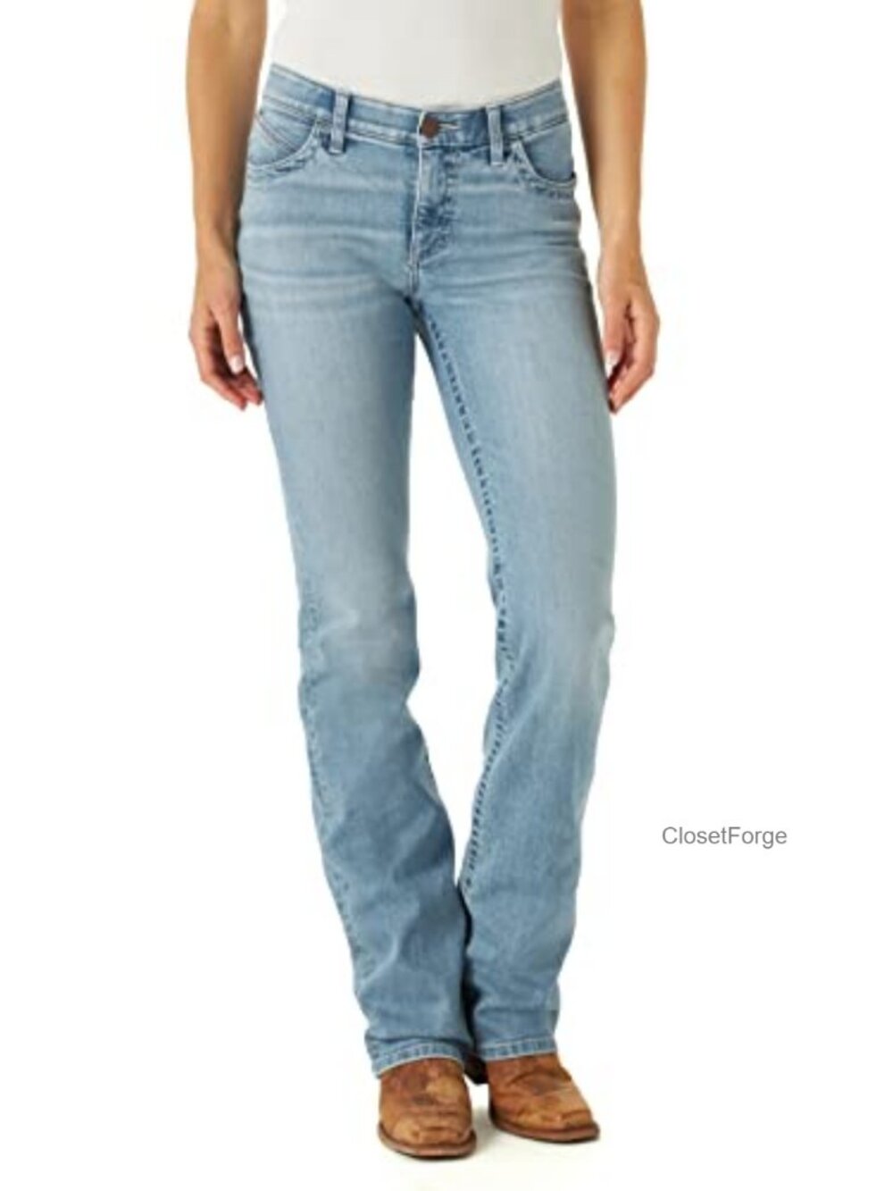 Mid Rise Boot Cut Riding Jean Stretch Western Embroidery - Picture 1 of 6